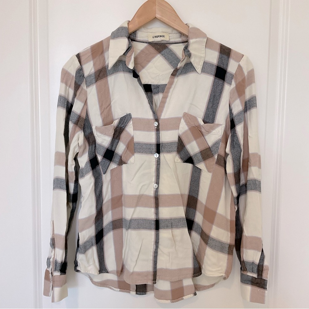 L’AGENCE Shirt Jacqueline Plaid button down flannel